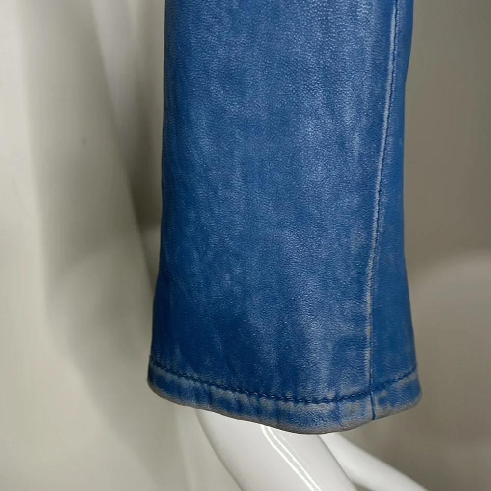 IRO ASHVILLE SZ 36 / US 4 LAMB LEATHER JACKET BLUE DENIM